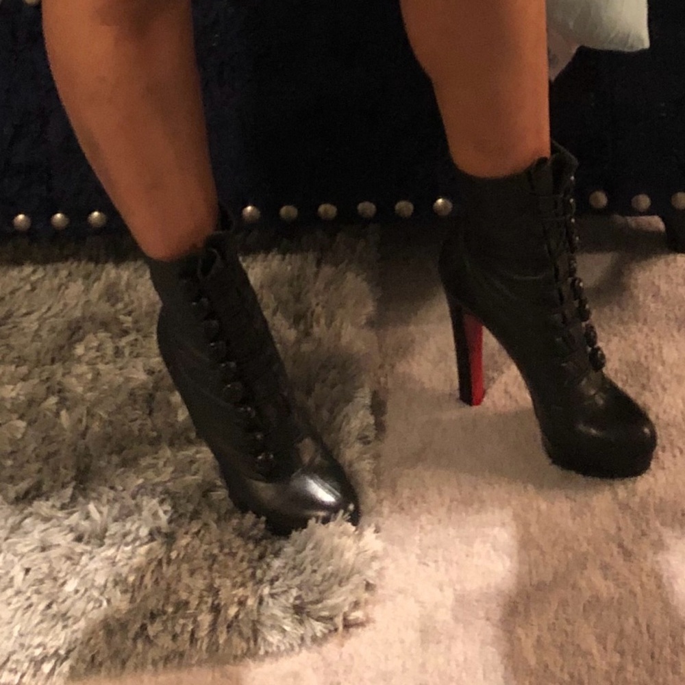 Christian Louboutin Black Lace-Up Boots